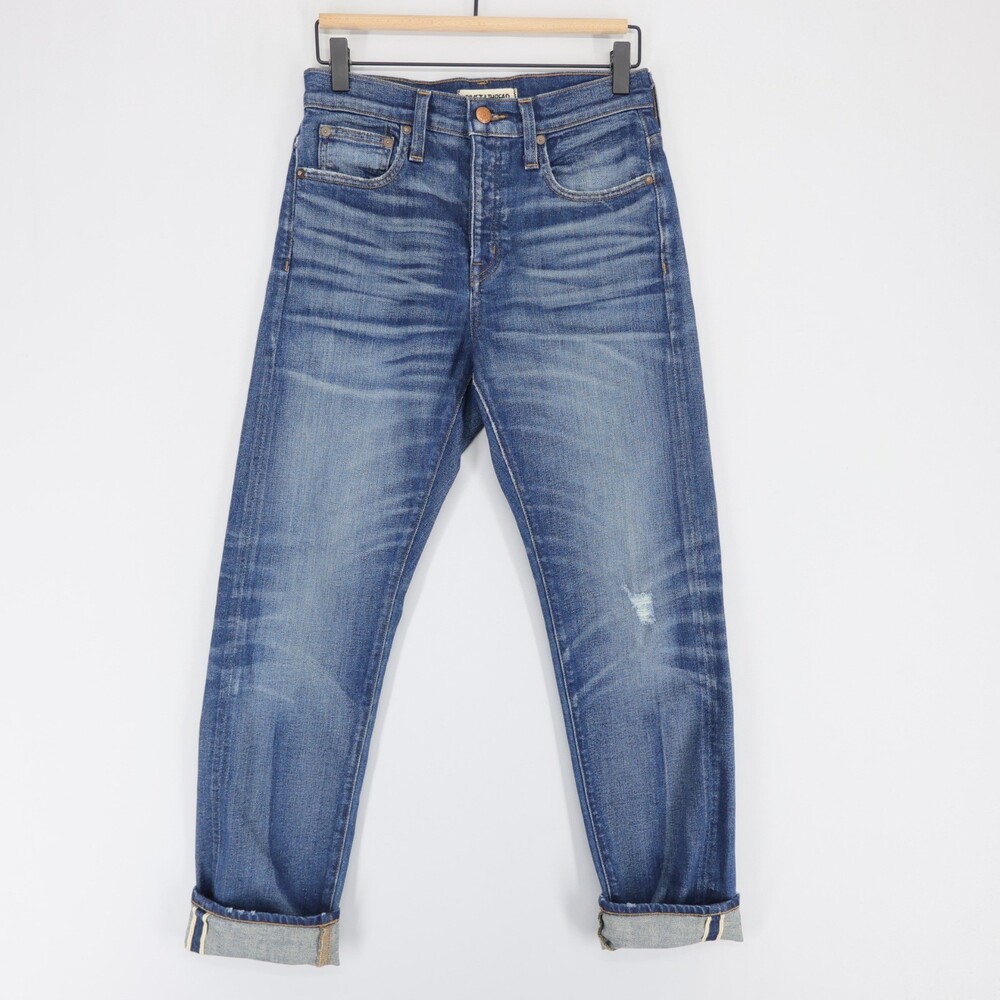 Madewell Rivet And Thread Jeans Womens 25 Blue Selvedge Cone Denim Straight Leg